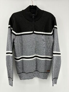 Buffalo David Bitton Black and Gray Mockneck Sweater